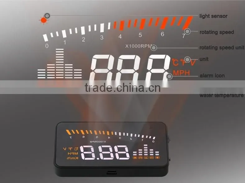 X5 3" Auto Car HUD Head Up Display X3 Universal OBD2 II Interface Overspeed Warning Windshield Project Alarm System Consumption