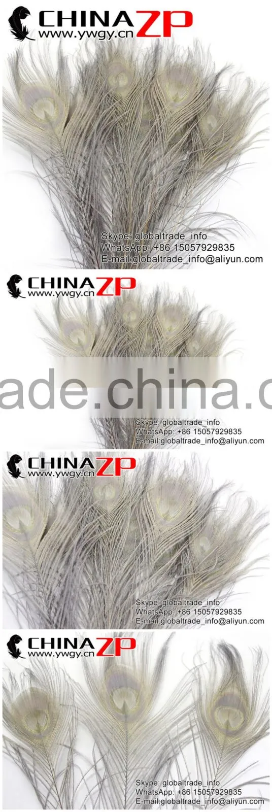 CHINAZP Leading Supplier Wholesale Cheap Full Eye Dyed Grey Long Peacock Tail Feathers