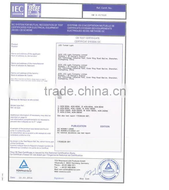 CB UL TUV GS Approval LED Low Bay Light With 5 Years Warranty