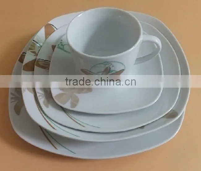 Elegance Porcelain Ceramic square dinner sets porcelain tableware dinnersets with nice flower crockery items dinnerware sets