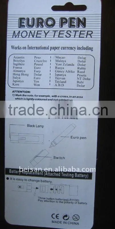 Euro pen money tester
