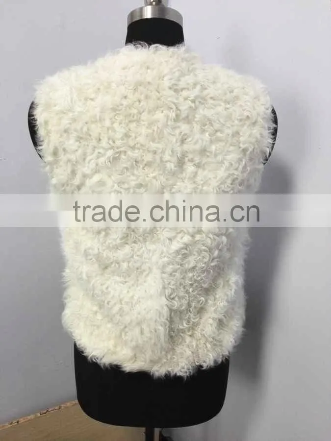 factory new design sexy girls short real lamb fur vest