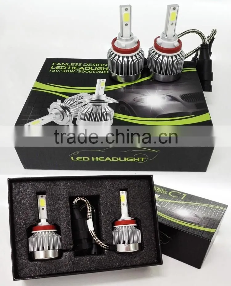 without fans auto led headlight C1 COB led headlight for cars H4 H13 9004 9007