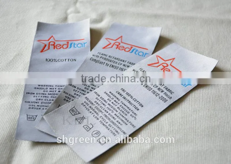 Name brand apparel folded woven label for T-shirt