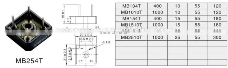 MB254T Brief Introduction of Bridge Rectifiers MB104T MB1010T MB154T MB1510T MB2510T