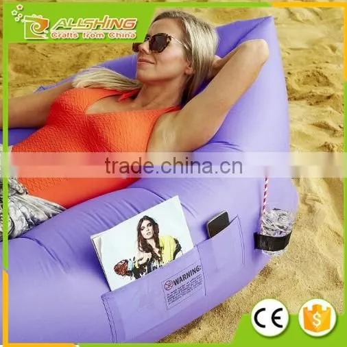 Wholesale Inflatable Lounger Outdoor or Indoor Air Sleep Sofa Couch Portable Furniture Waterproof Nylon Fabric Sleeping Compress