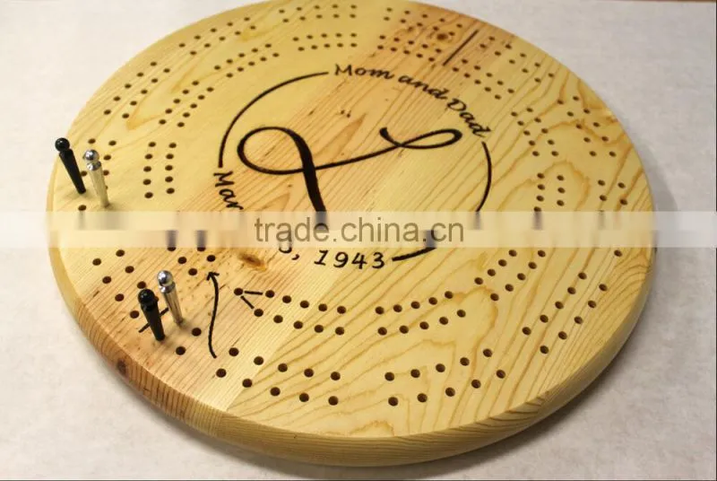 Round Wood Cribbage Board