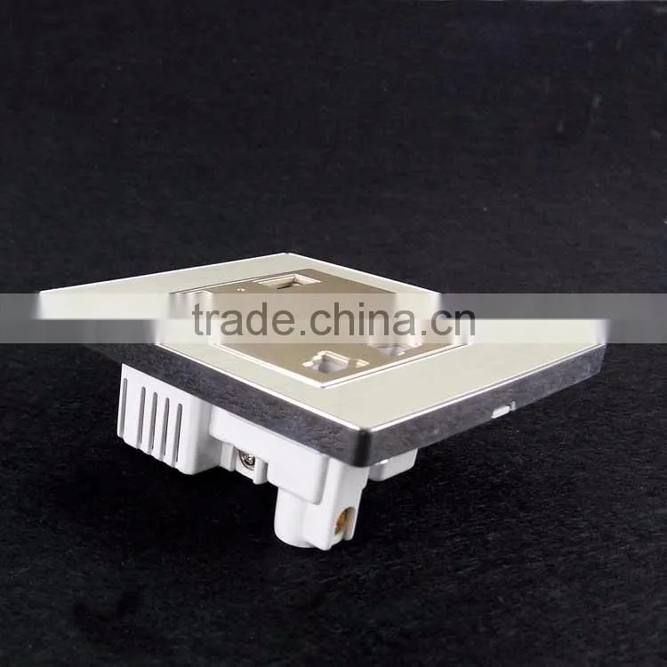 Stainless steel usb wall power socket with surge protector