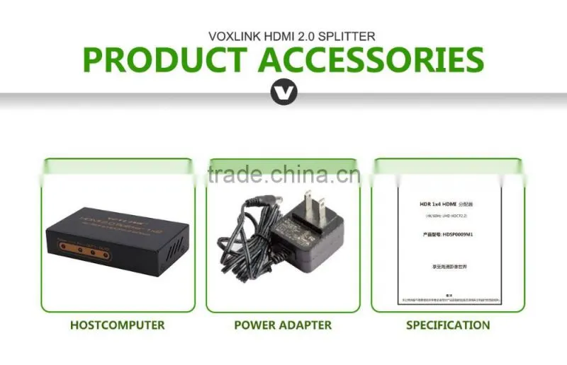 Voxlink HDMI 2.0HDR 1x2 HDMI splitter (4K/60Hz/ HDCP2.2)US
