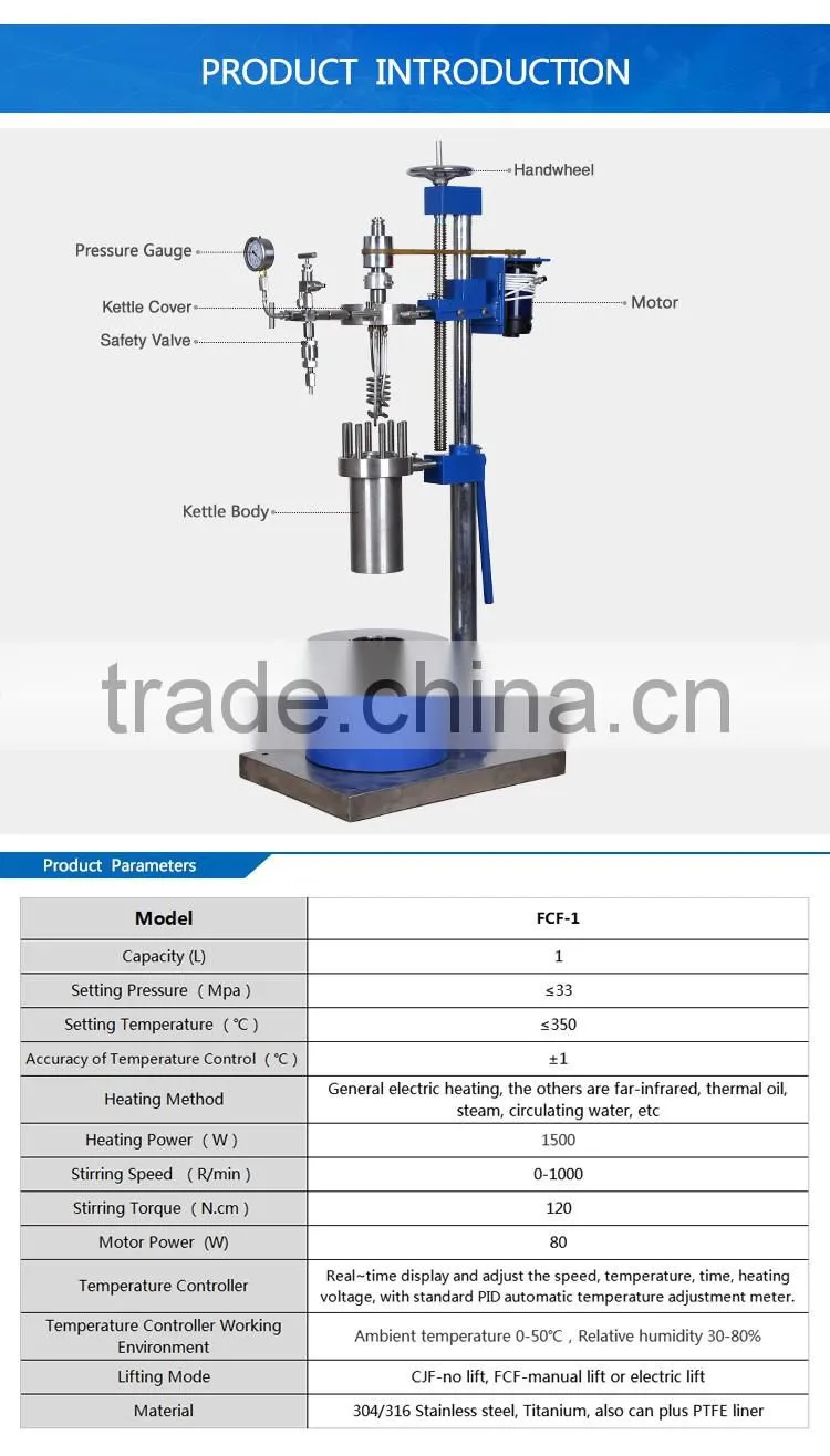 FCF-3 3L High Pressure Lab Stainless-Steel Reactor