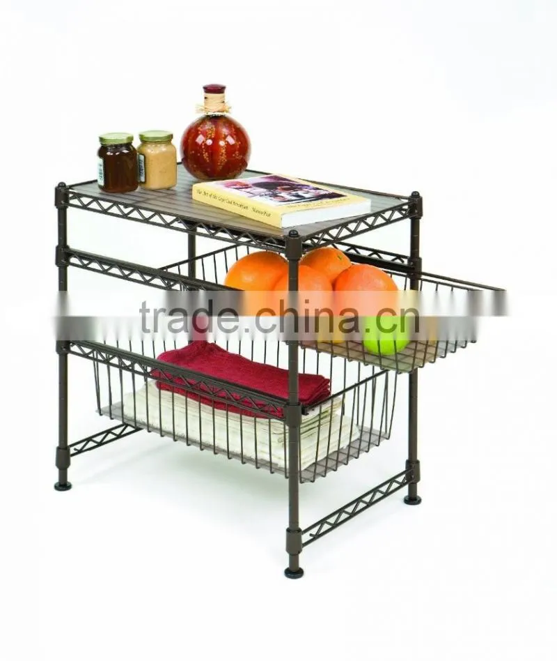 4 Tiers Metal Vegetable And Fruit Display Shelves