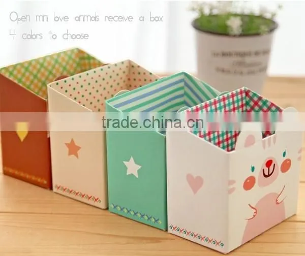2514 Cute animal paper storage box custom stationery pen holder wholesale
