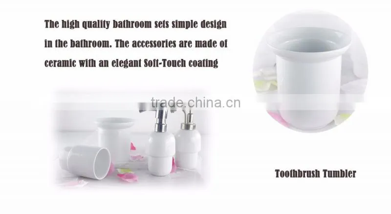 4psc white custom design ceramic bath set, bathroom accessory sanitary set