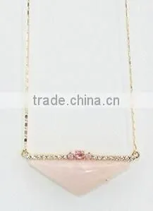 Cheap Raw Turquoise Gold Necklace Triangle Gemstone Pendant Necklace