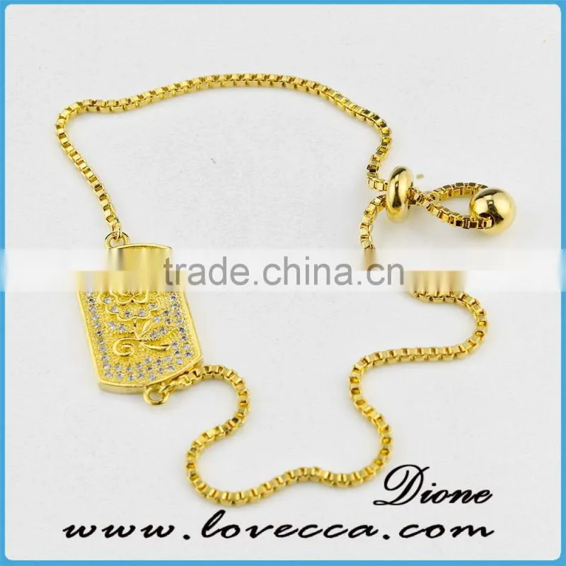 New gold bracelets design women micro pave gold cubic zirconia bracelet