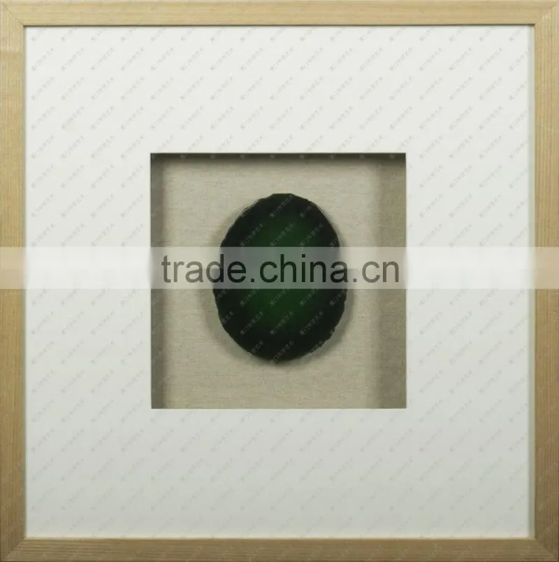 Decorative dark blue agate stone shadow box wall art