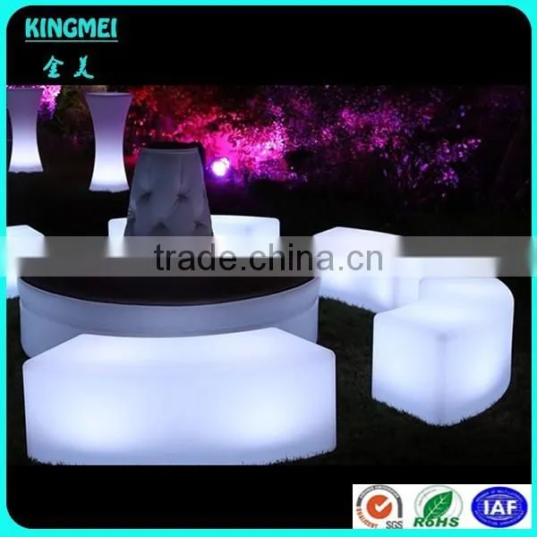 New rechargeable plastic led glowing furniture sofa with lithium battery & rgb lights