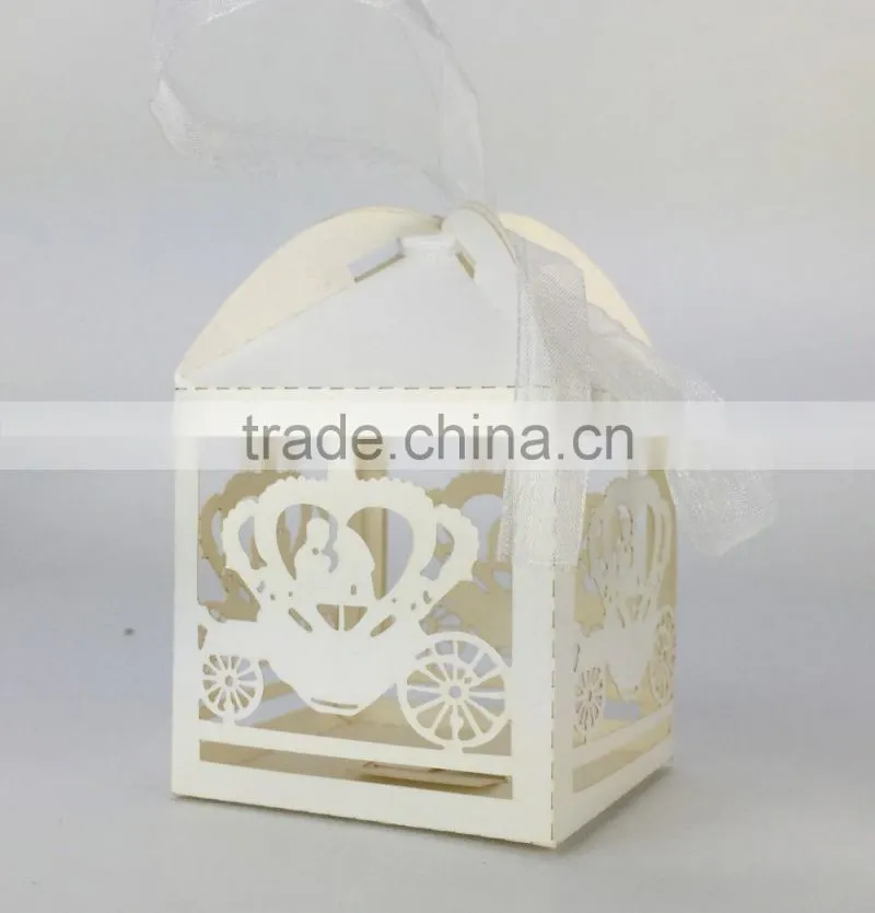 laser cut Customized foldable sweet wedding candy box romantic paper wedding box