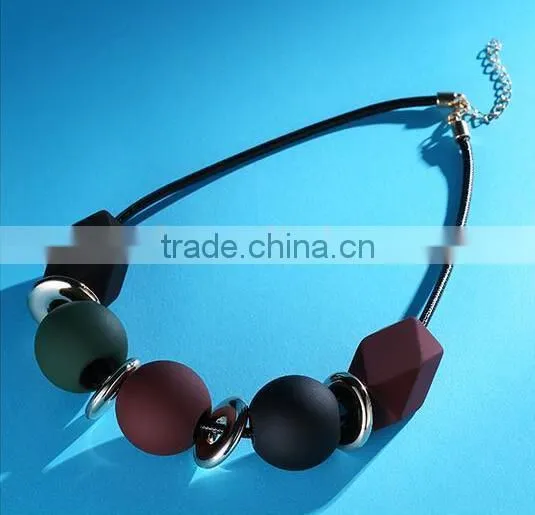 chunky matta beads leather choker necklace geometric chunky forest beads silver space beads choker necklace geometric necklace