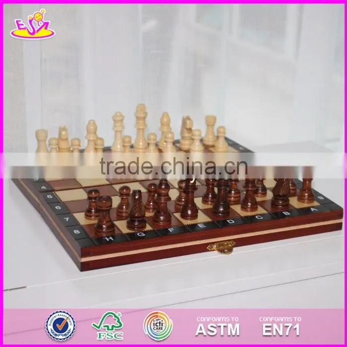 2017 New design children educational wooden chessboard with chess pieces W11A055