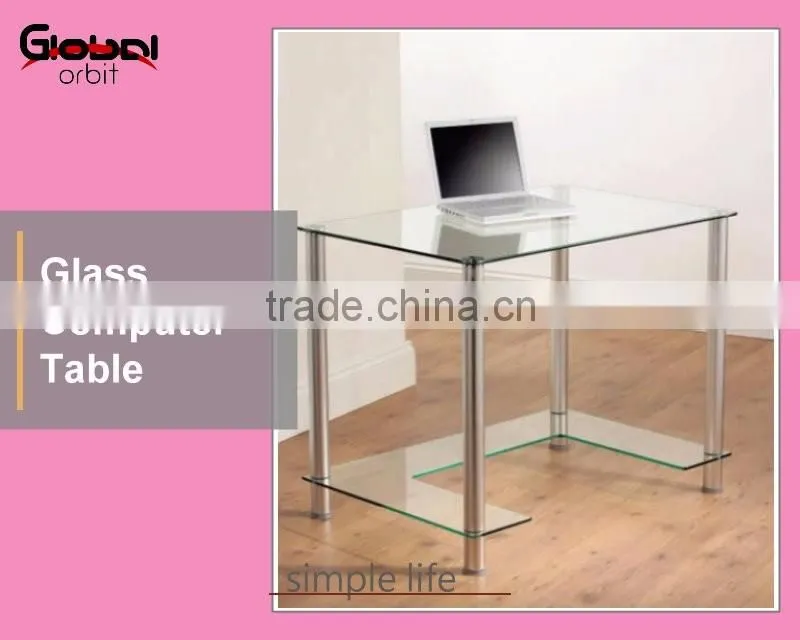 PC Computer Desk Office Furniture Metal Study Desk Glass Computer Table