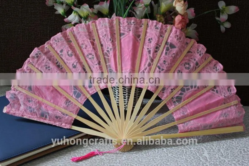 100% cotton hand made battenburg lace fan