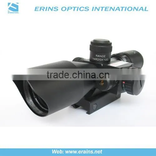 Compact 2.5-10X40 rifle scope red green Mil-Dot Reticle with side attached red laser sight scope combo