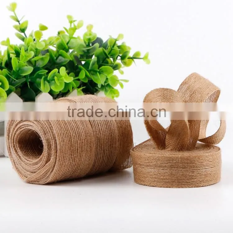 Cheap 25mm wired burlap ribbon
