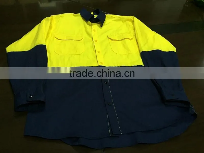 manufacturer custom Short Sleeves 100% cotton safety work shirts Hi Vis Shirts