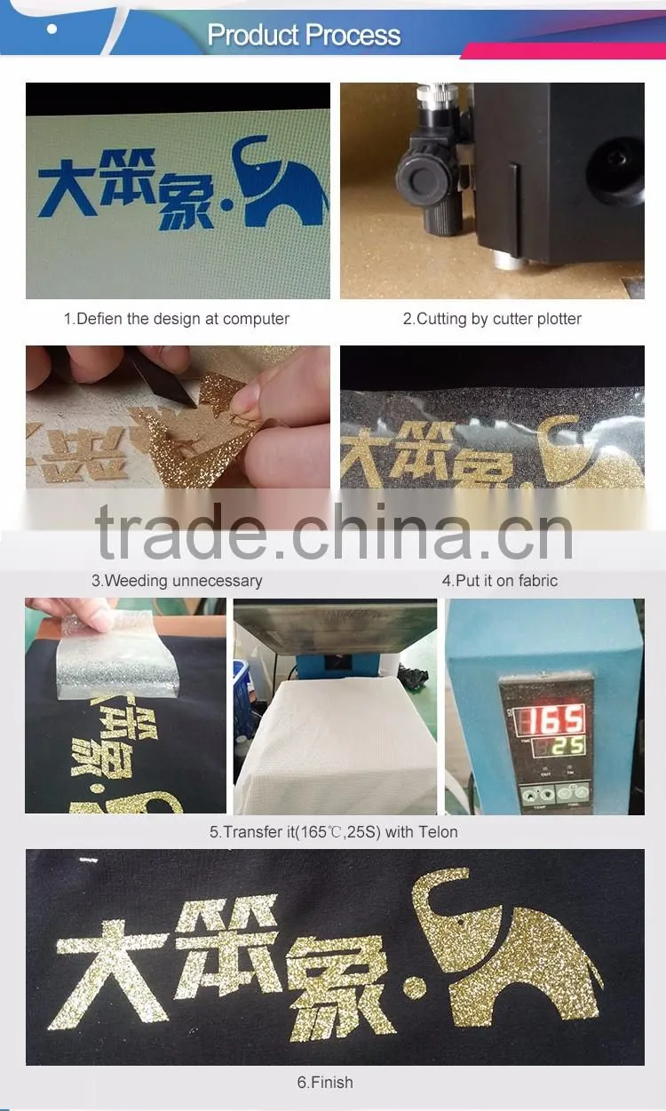 Hot selling korea quality glitter heat transfer vinyl for clothing