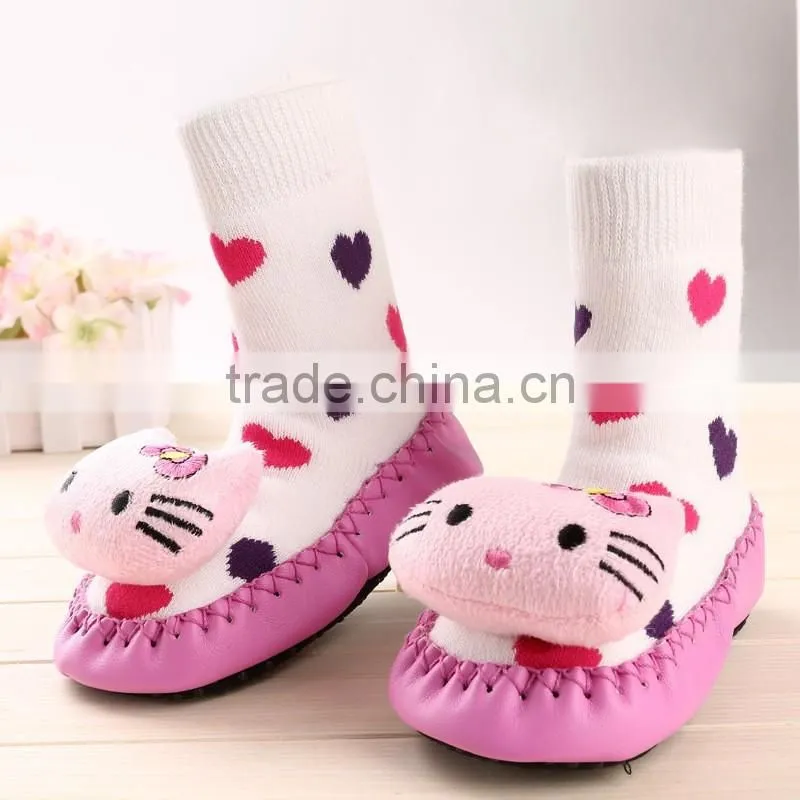 2016 Custom sock wholesale low MOQ cartoon tube baby shoe anti-slip floor sock