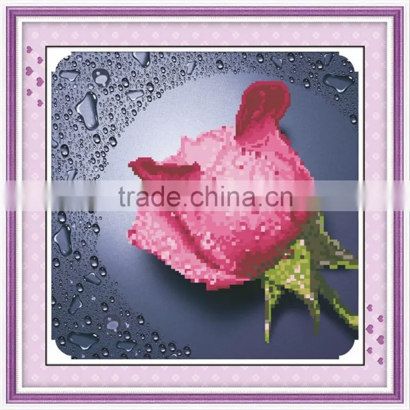 Handmade Pink Flower Pattern Embroidery Diamond Painting DIY Kit Cross Stitch For Living Room 34cmx5cm