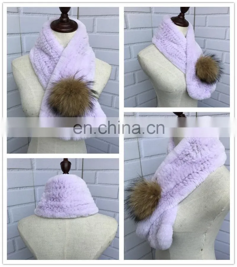 High Quality Lady's Fashion Winter Real Rabbit Fur Russian Scarf
