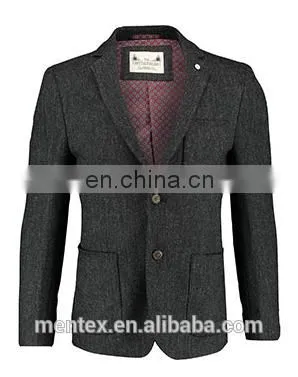 Men's Black Speckled Wool Blend Casual Blazer 2016 AW
