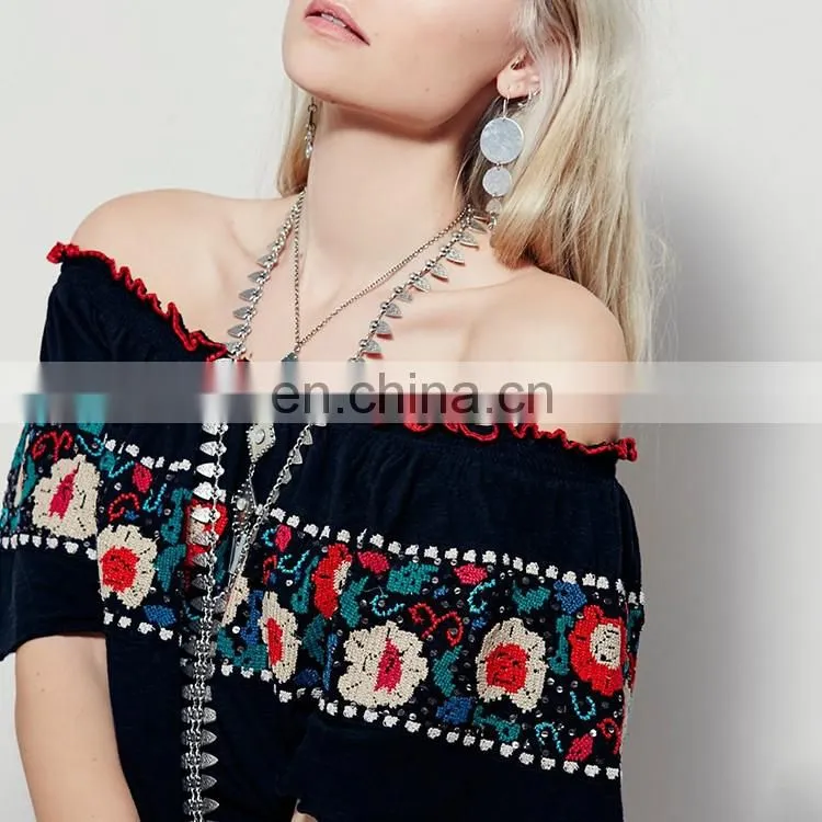 OEM service supply type short sleeve tshirt embroidery women summer cotton t-shirts