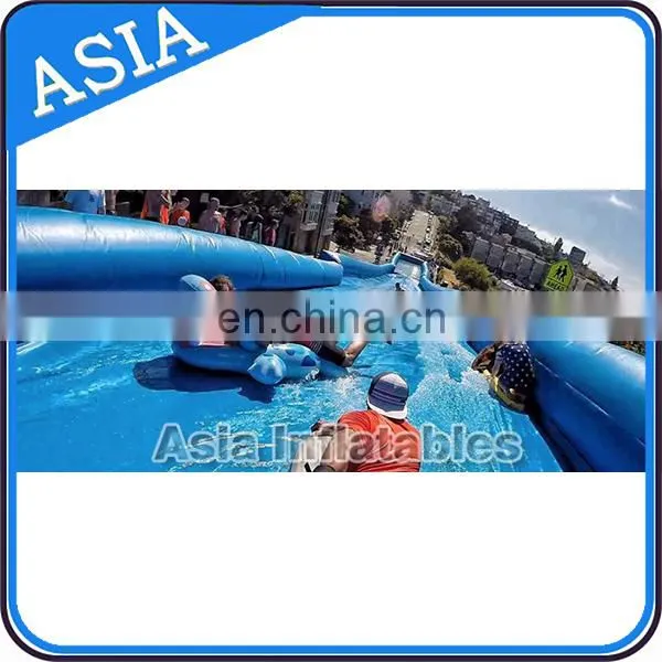 Commercial grade slip N slide for adult with sponge underneath / inflatable water slides / 50m long slide the city