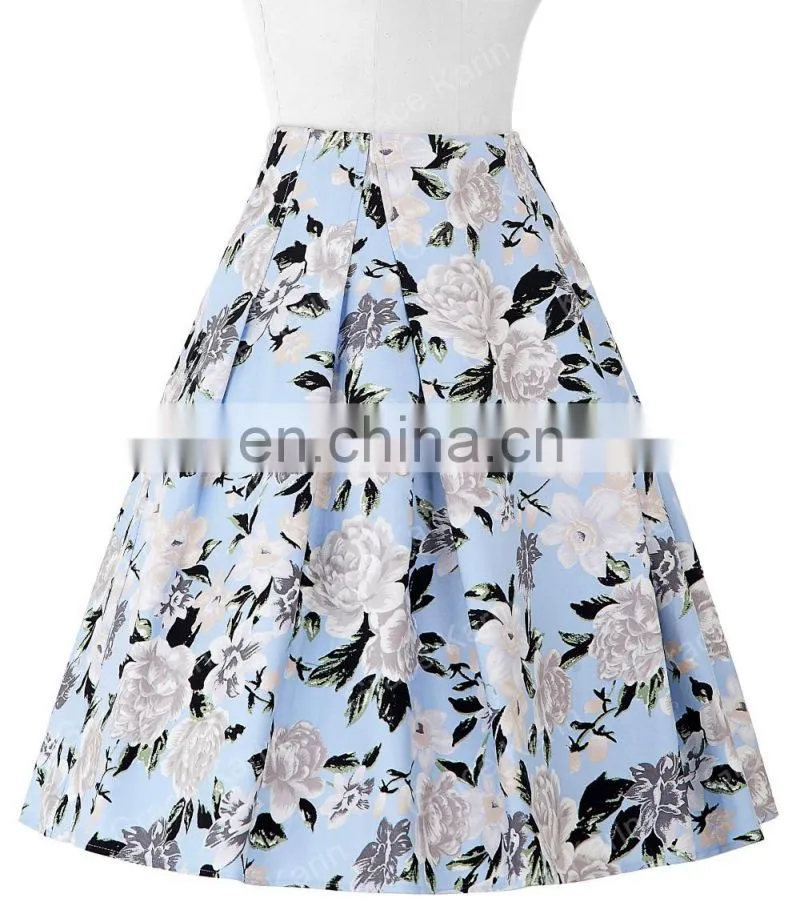 Grace Karin Occident Ladies Vintage Retro Floral Pattern Cotton Skirt 9 Patterns CL008925-8