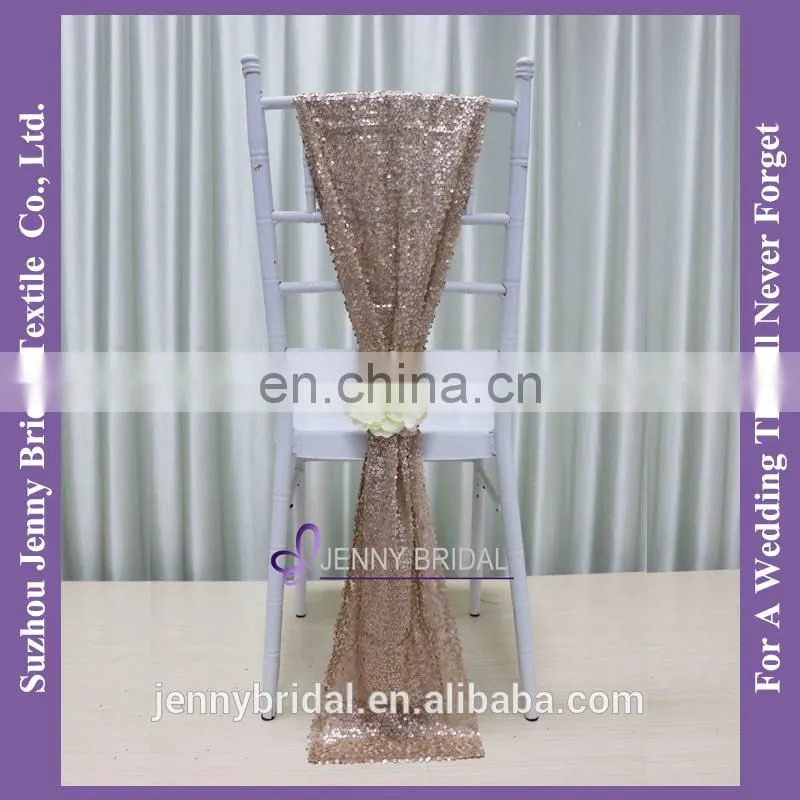 C385#20 matte champagne sequin fabric wedding chair sashes sequin chair cover chair sashes
