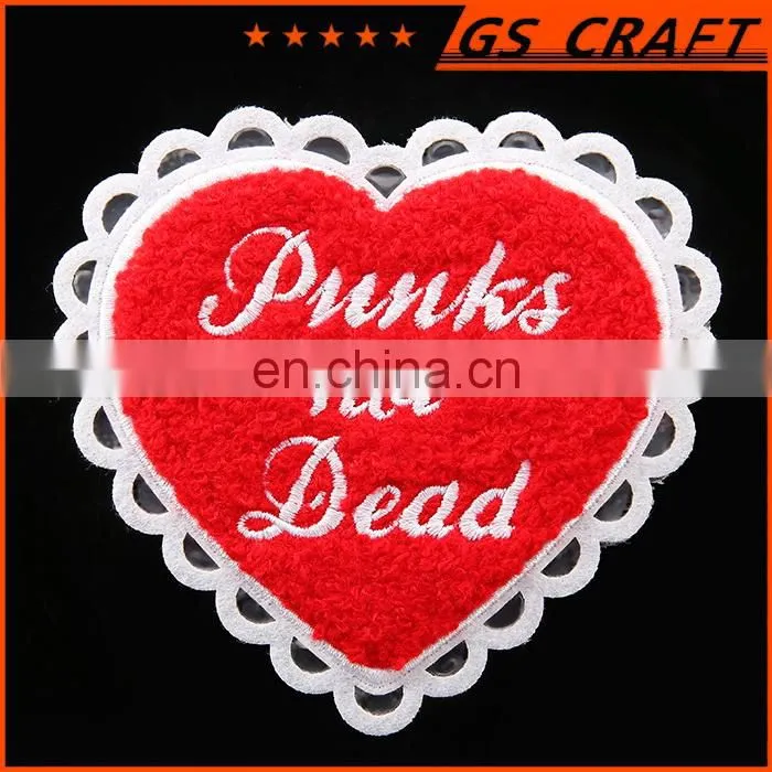 Customized heart embroidery chenille patch