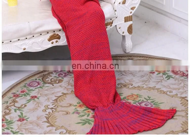 Wholesale custom 100% acrylic fibers united fashion mermaid tail blanket