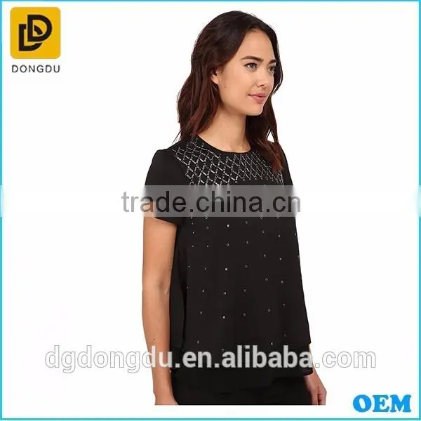 Fashionable 2016 Ladies Blouse Hot Sale 100% Cotton Blouse for Women