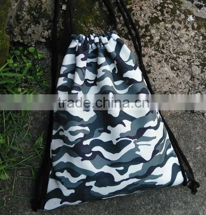 cheap high quality heavy duty canvas digital army military sack drawstring backpack