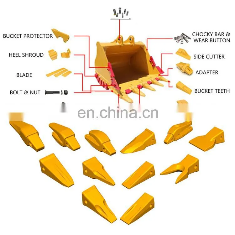 Oem Wheel Loader Backhoe Bucket Teeth Mini Rock Excavator Forged Bucket Tooth 1U3352 8E6464 1U3352 Rc 1U3302 1U3202 14530544