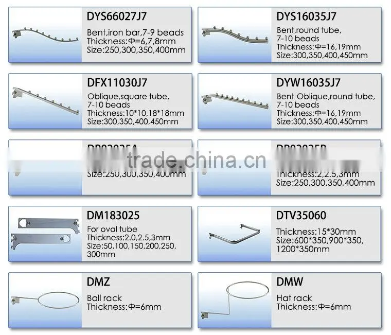 Metal chrome display hook for slotted channel