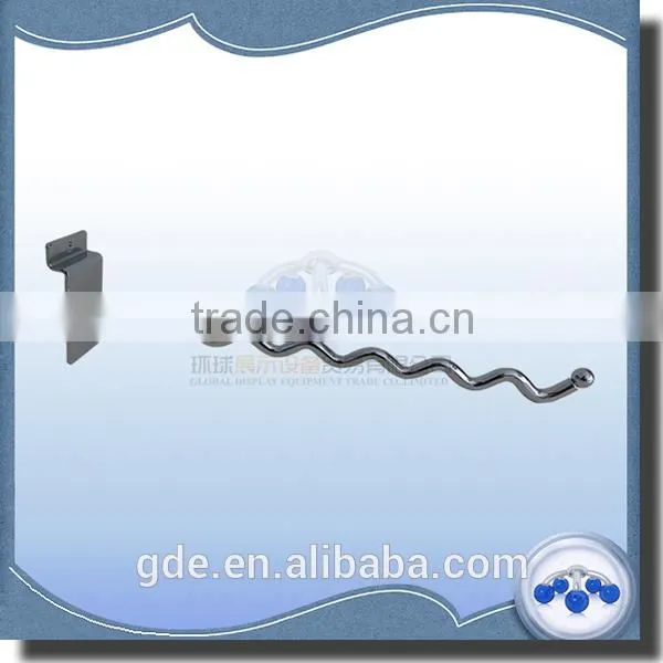 Metal chrome wave shaped display slatwall hook