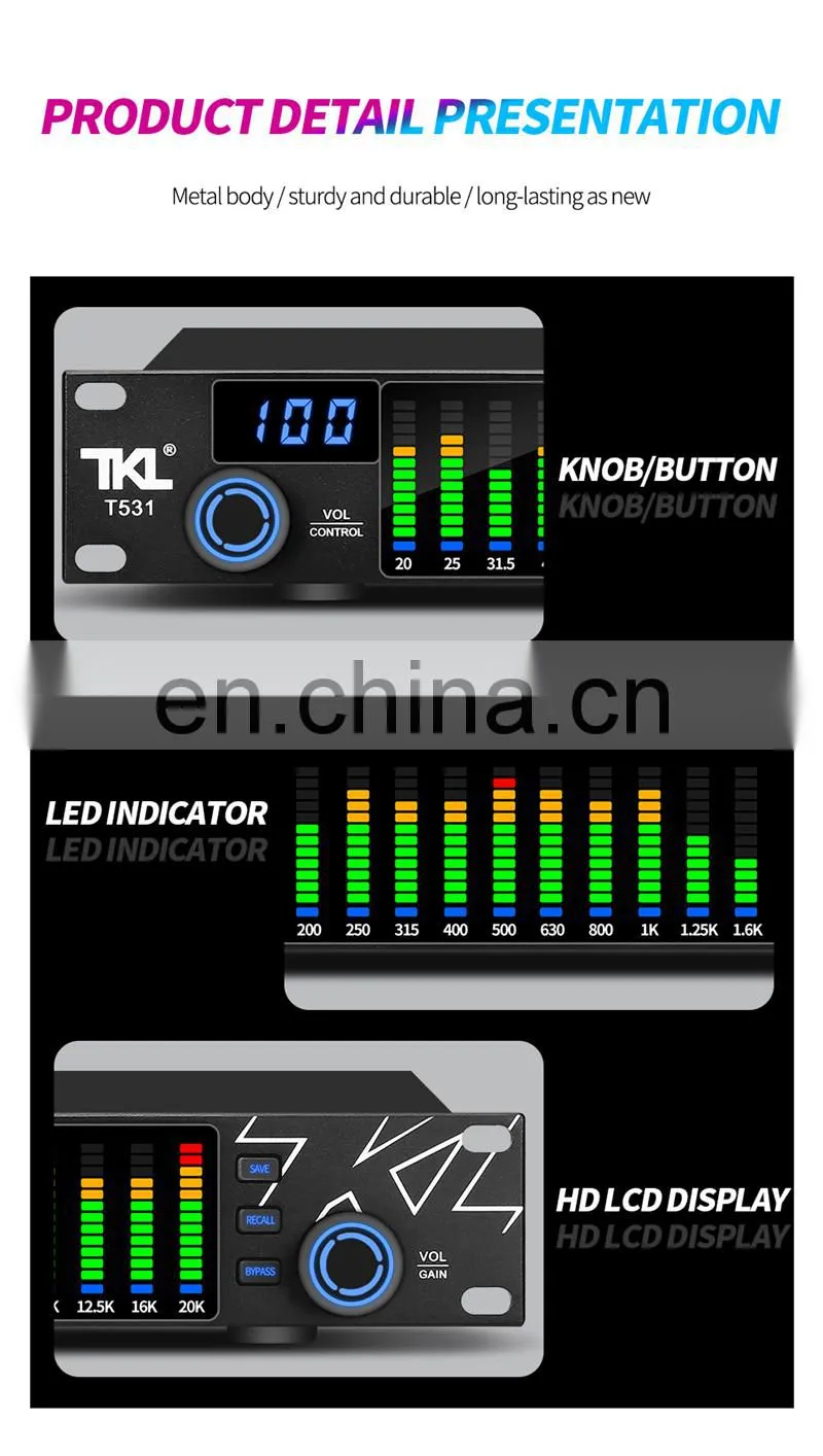 TKL T531 EQ Noise Reduction Digital Audio Equalizer w/ Spectrum Display 31 Bands For KTV Stage Performance