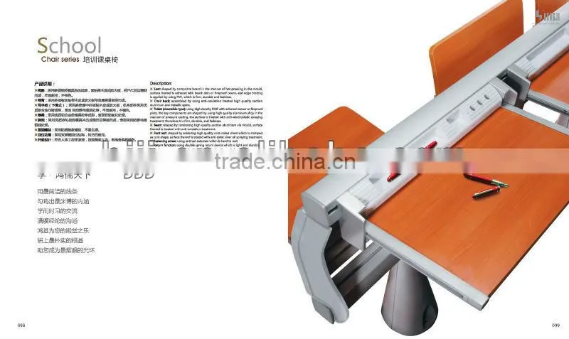 popular school furniture university sudent desk and chair TC-963-V for college
