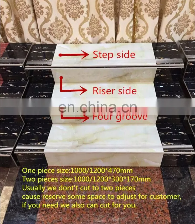 Marble Glazed Finish Stair Tiles,Ceramic Anti Slip Stepping Stairs Flooring Tiles