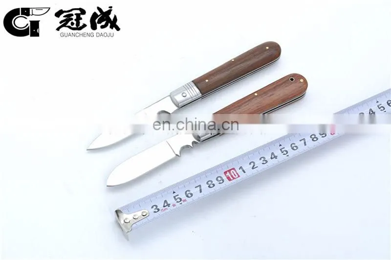 Wood handle knife 420 stainless steel blade with steel bolster and wooden folding knives Utility Elpocket knife multi tool