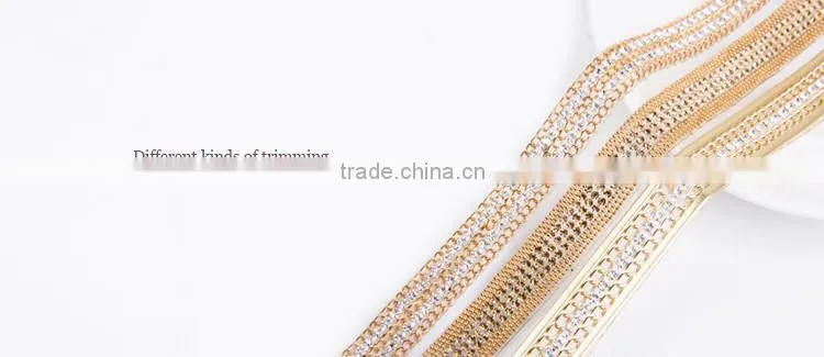 Hot Fix Crystal Fancy Stone Chain Trimming For Dresses Used Brass Cup Chain